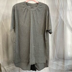 Brooklyn Xpress Longline Gray Tee Size L Split Back Zipper Streetwear Style